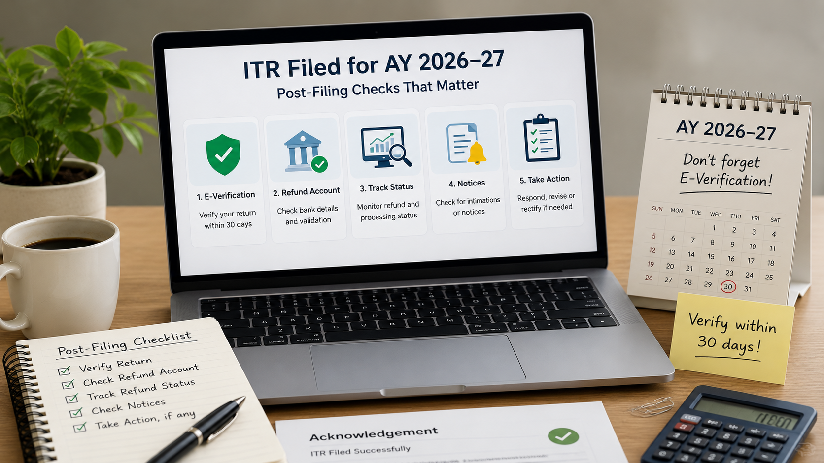 ITR Filed for AY 2026–27? Complete These Post-Filing Checks